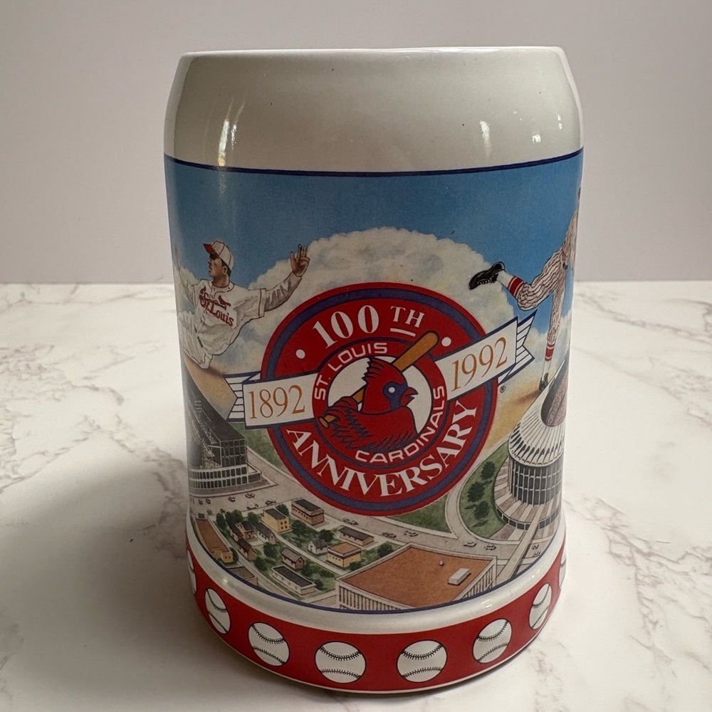 Anheuser-Busch MLB 1992 St. Louis Cardinals 100th Anniversary Beer Stein Mug.
